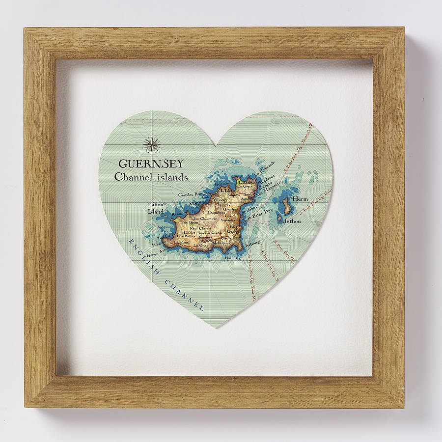 guernsey map heart print by bombus off the peg